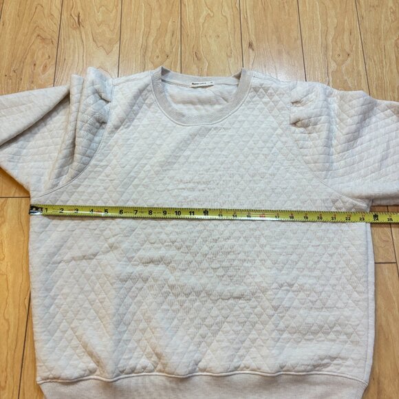 Marine Layer Corbet Quilted Crewneck Sweater Puff Sleeve Oatmeal Women's XL - Picture 7 of 10